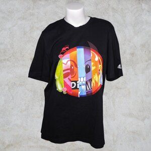 Adidas Big Mood Emoji Faces Black Graphic Tee Super Soft Cotton T-Shirt Like New